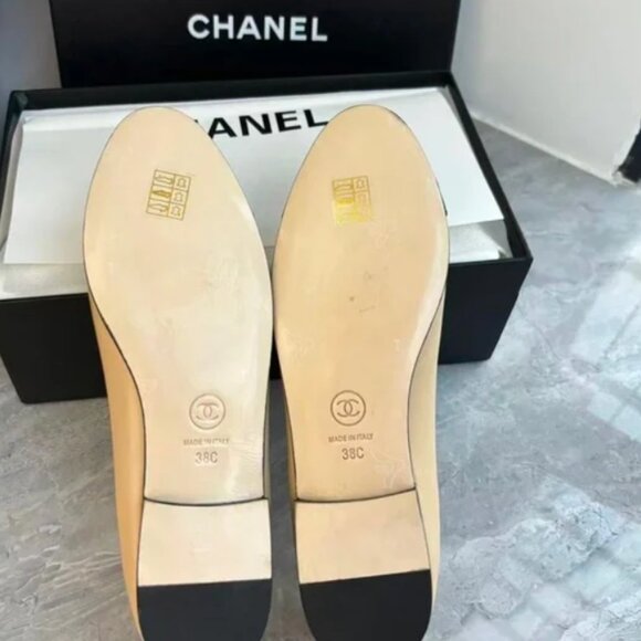 Beige and Black Women's Ballet Flats - Picture 4 of 5